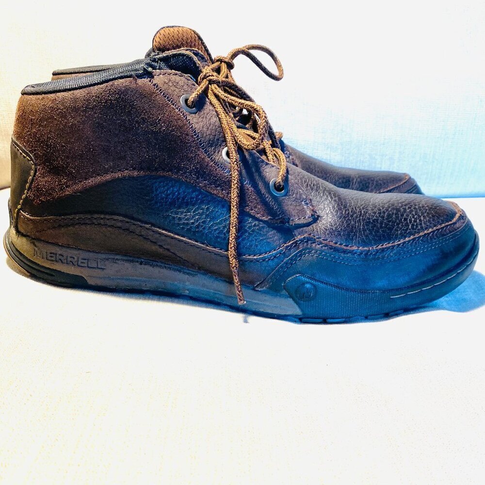 Merrell Mountain Kicks brown leather ankle boot Men's 12 chukka comfort - Picture 2 of 9